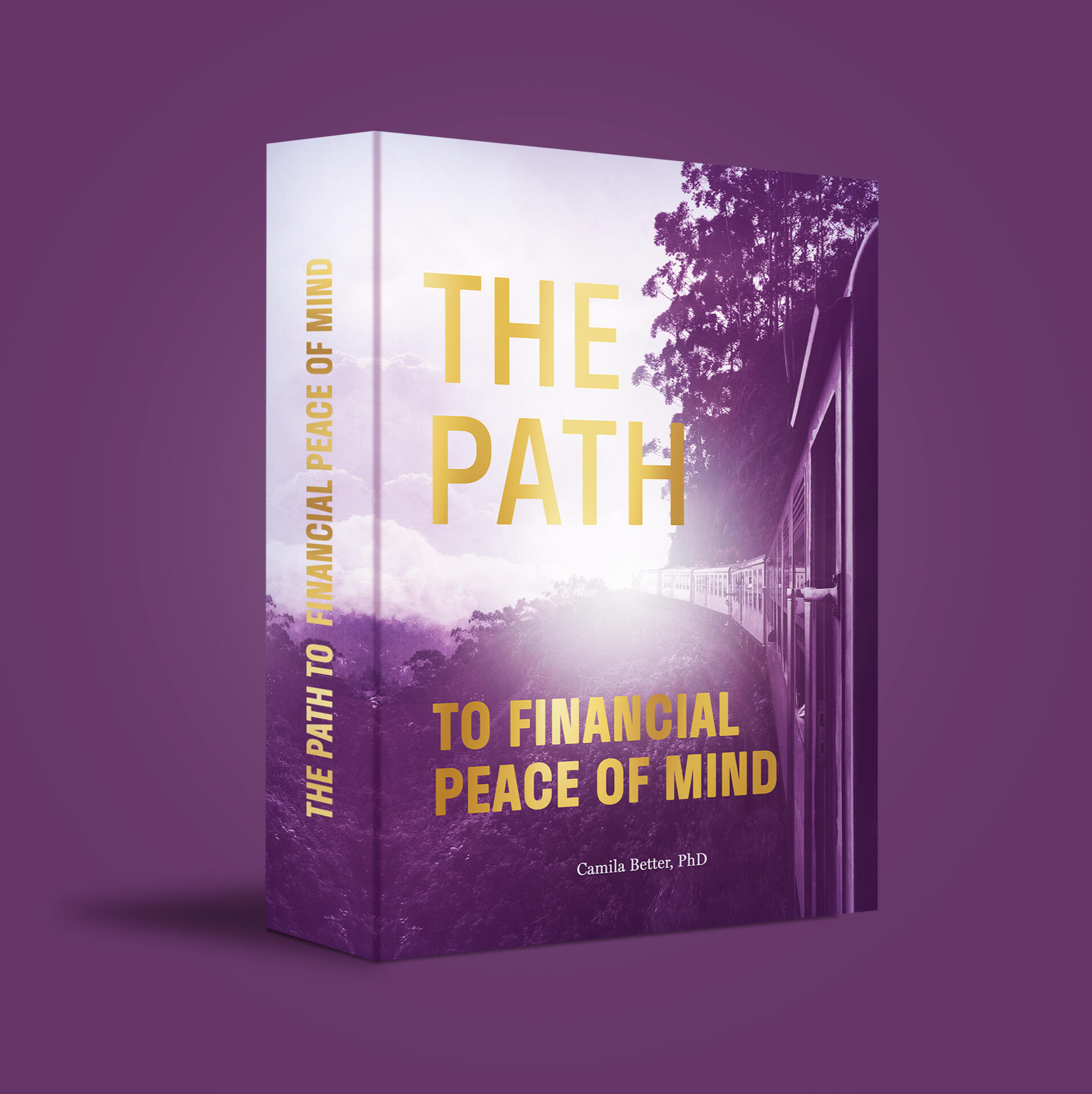 The Path to Financial Peace of Mind Purple box showing a train going into the horizon with the title The Path to Financial Peace of mind in golden letters